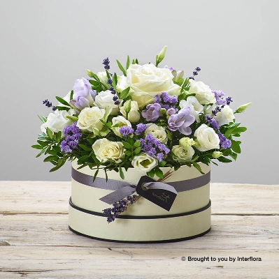 Lovely Lilacs New Baby Hatbox ( in black hatbox)
